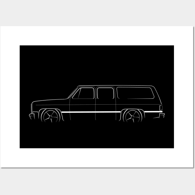 Slammed Chevy Suburban - profile stencil, white Wall Art by mal_photography